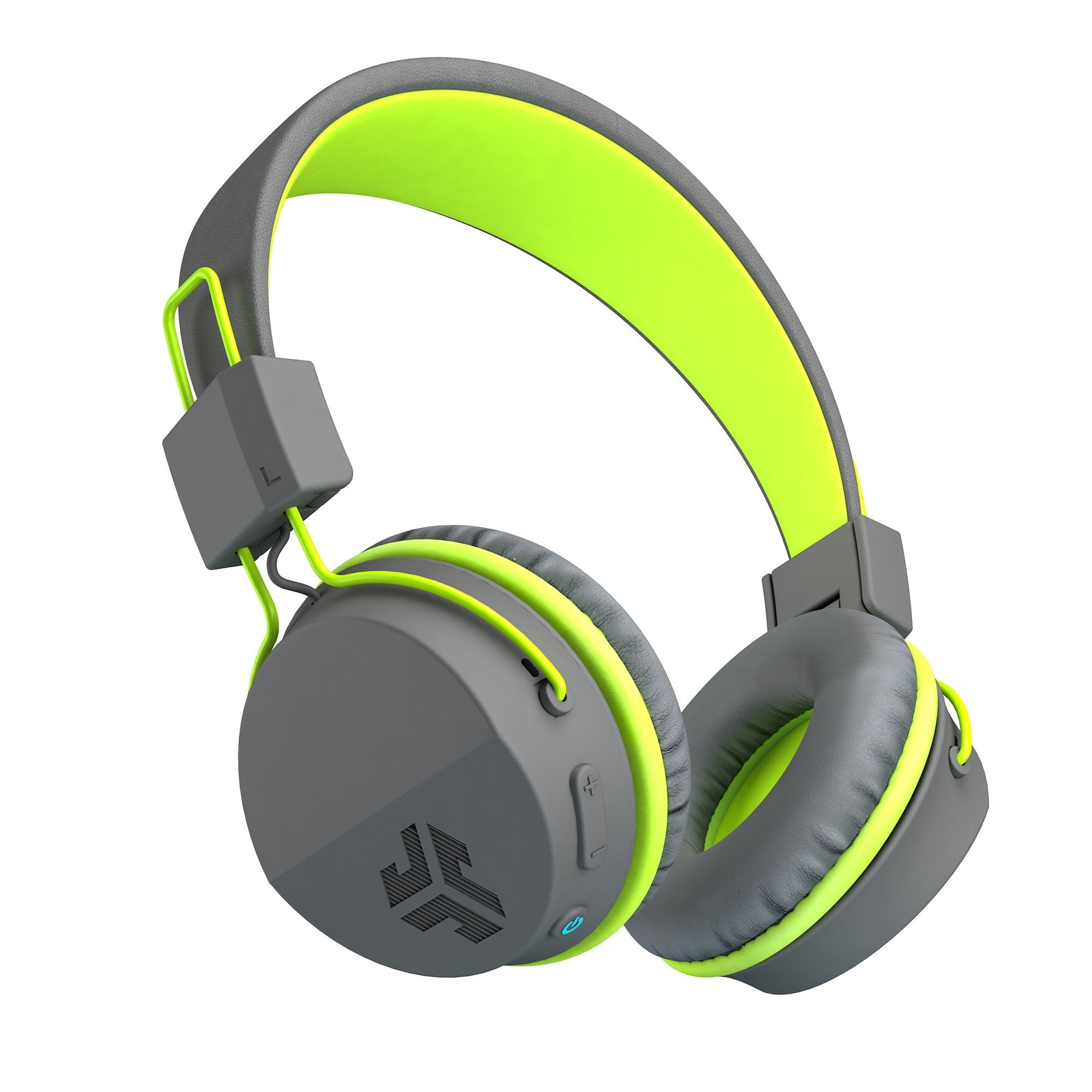 JLab Audio Neon Bluetooth On Ear Headphones, Folding with Universal Mic - Gray/Green
