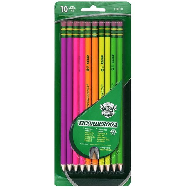 Neon Wood Pencils Premium - 10 Per Pack - Pack of 6