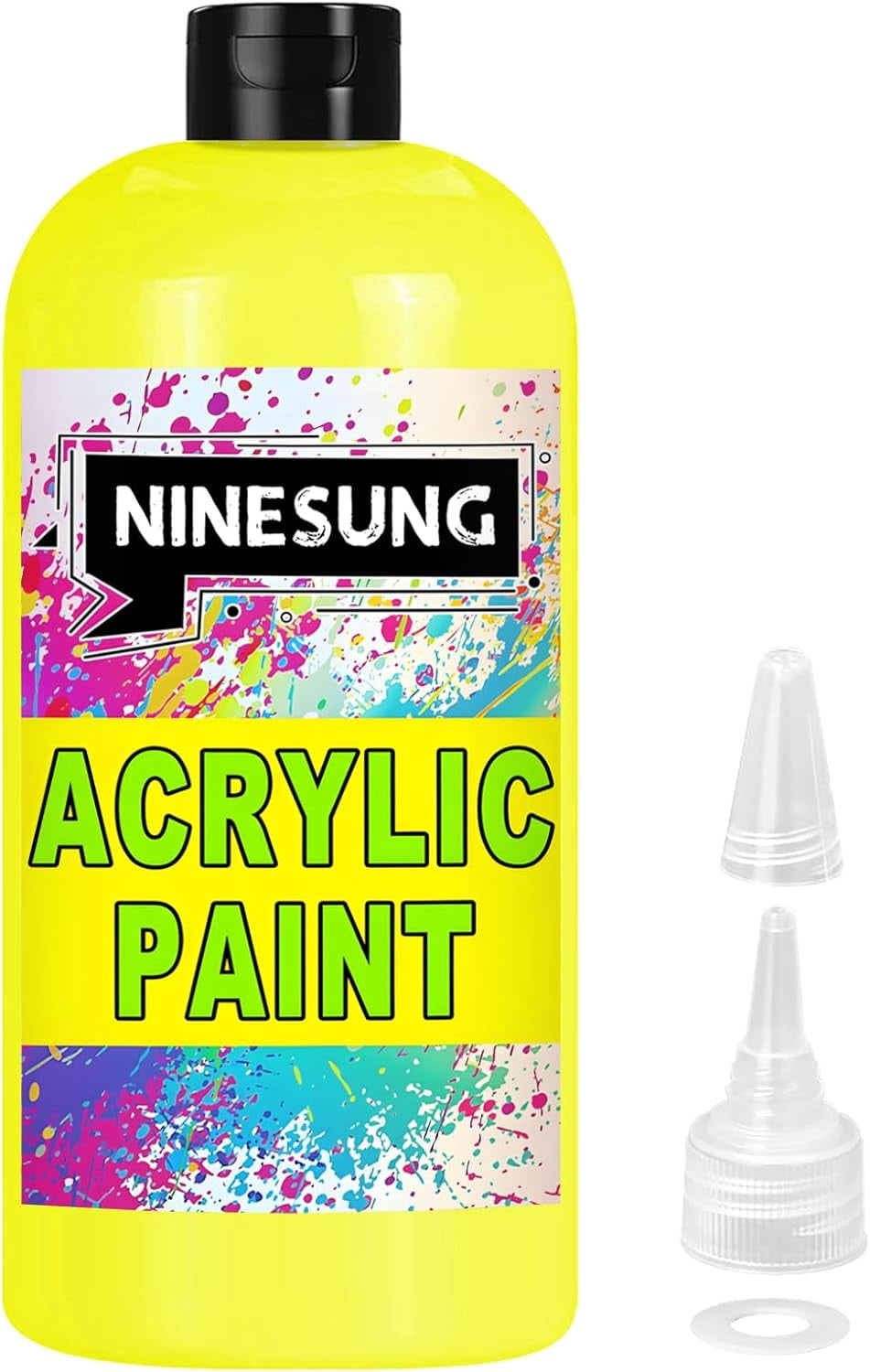 Neon Yellow Acrylic Paint - Bulky-Size - 17 oz/500 ml Acrylic Paints Professional Artists Painting for Canvas Fabric Rock Easter Egg Wood Ceramic Glass Art Craft Painting (Neon Yellow, 17 Fl Oz)