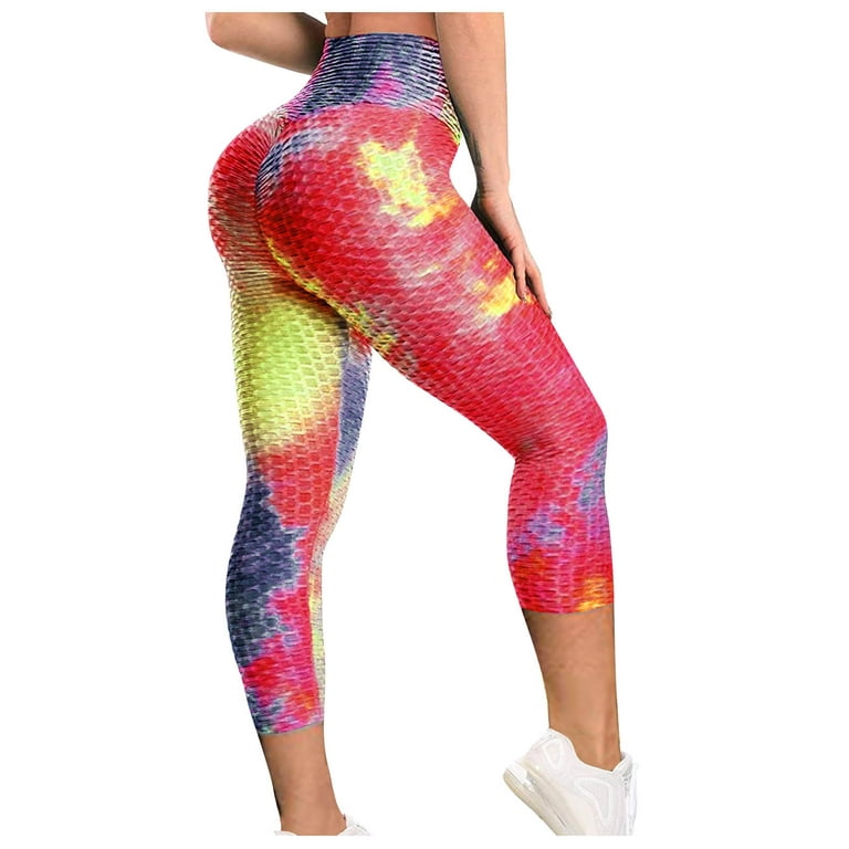 Neon Yoga Pants for Women Short Yoga Pants for Women Loose Lifting  Breathable Women's Bubble Pants Yoga Tie-dye Exercise Ninth Pants Boot Yoga  Pant