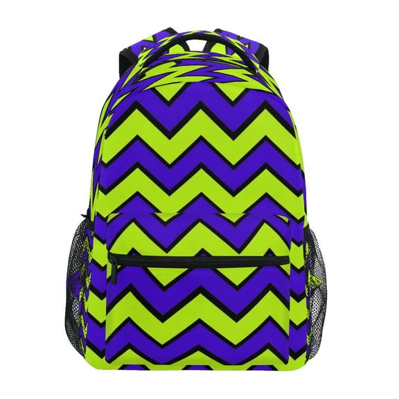 Neon Zigzag Stylish Large Backpack 15L Self-Standing Durable Twill for School, Office and Travel Use