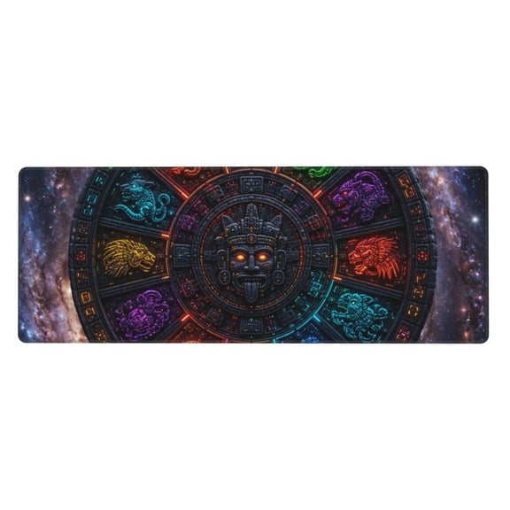 Neon Zodiac Granite Disc Spiral Galaxy Mouse Pad Extended Large Gaming Mousepad Non-Slip Rubber Big Keyboard Desk Mat 31.5 X 11.8 Inch