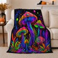 thumbnail image 1 of Neon Surreal Fantasy Art, Warm Flannel Blanket for Sunroom and Reading Nook with Detailed Print, Garden Lovers Housewarming Gift, Fantasy Home Decor, 1 of 9