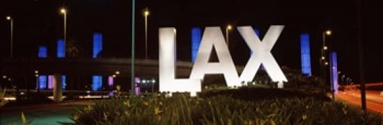 Neon sign at an airport LAX Airport City Of Los Angeles Los Angeles County California USA Canvas Art - Panoramic Images (36 x 12)