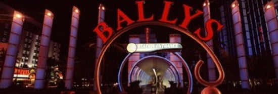 Neon sign of a hotel Ballys Las Vegas Monorail Station The Strip Las Vegas Nevada USA Canvas Art - Panoramic Images (36 x 13)