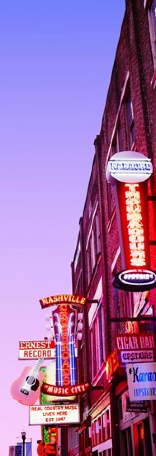 Neon signs at dusk Nashville Tennessee USA Canvas Art - Panoramic Images (36 x 13)