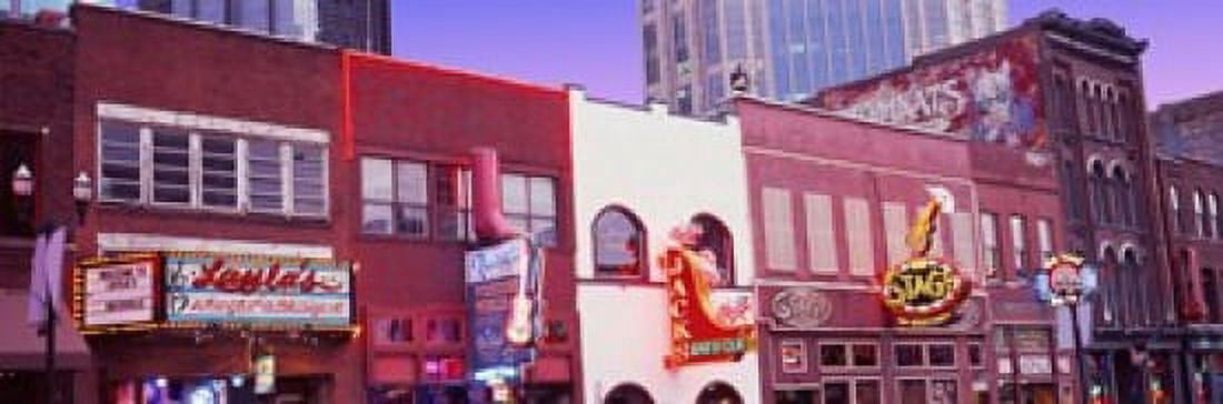 Neon signs on buildings Nashville Tennessee USA Canvas Art - Panoramic Images (36 x 12)