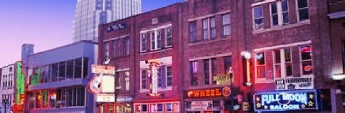 Neon signs on buildings Nashville Tennessee USA Canvas Art - Panoramic Images (36 x 12)