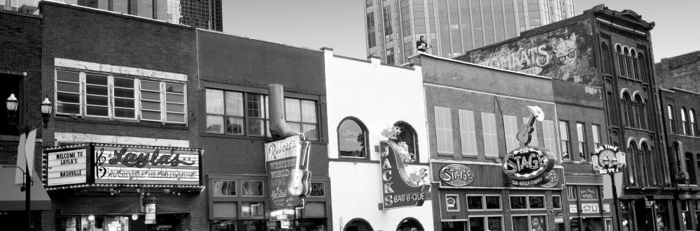 Neon signs on buildings Nashville Tennessee USA Canvas Art - Panoramic Images (6 x 18)