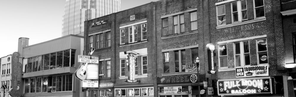 Neon signs on buildings Nashville Tennessee USA Canvas Art - Panoramic Images (6 x 18)