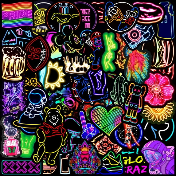 Computer Digital Sticker Neon Neon style graffiti stickers Mobile phone computer laptop water bottle ...