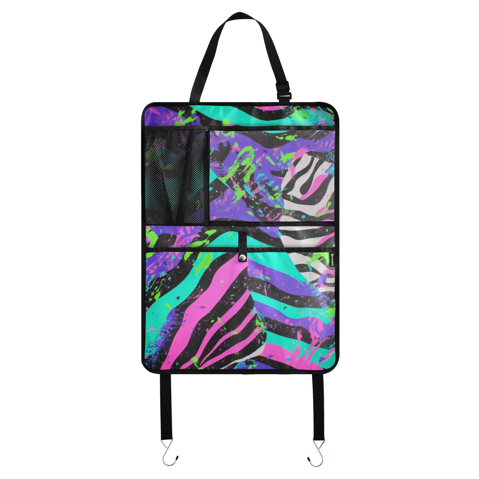 Neon zebra splatter print art 61 Pack Backseat Protector Seat Covers for Your Car, SUV, Minivan or Truck Seats - Vehicle Back Seat Safety Accessories - Universal Fit Automotive Interior Protectors