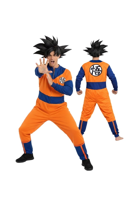 Dragon Ball Z Goku Adult Pajama Onesie Jumpsuit, Soft All-in-One Anime Loungewear/outfit, Iconic Blue & Orange Design, Unisex Standard Size X-Large