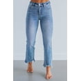 thumbnail image 1 of Neona Risen Women's Mid Rise Straight Jeans, Raw Hem, Stretch, Multi Colors, 1 of 6