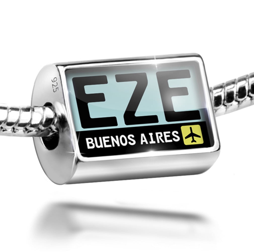Neonblond Charm Airport code EZE / Buenos Aires country Argentina 925 Sterling Silver Bead