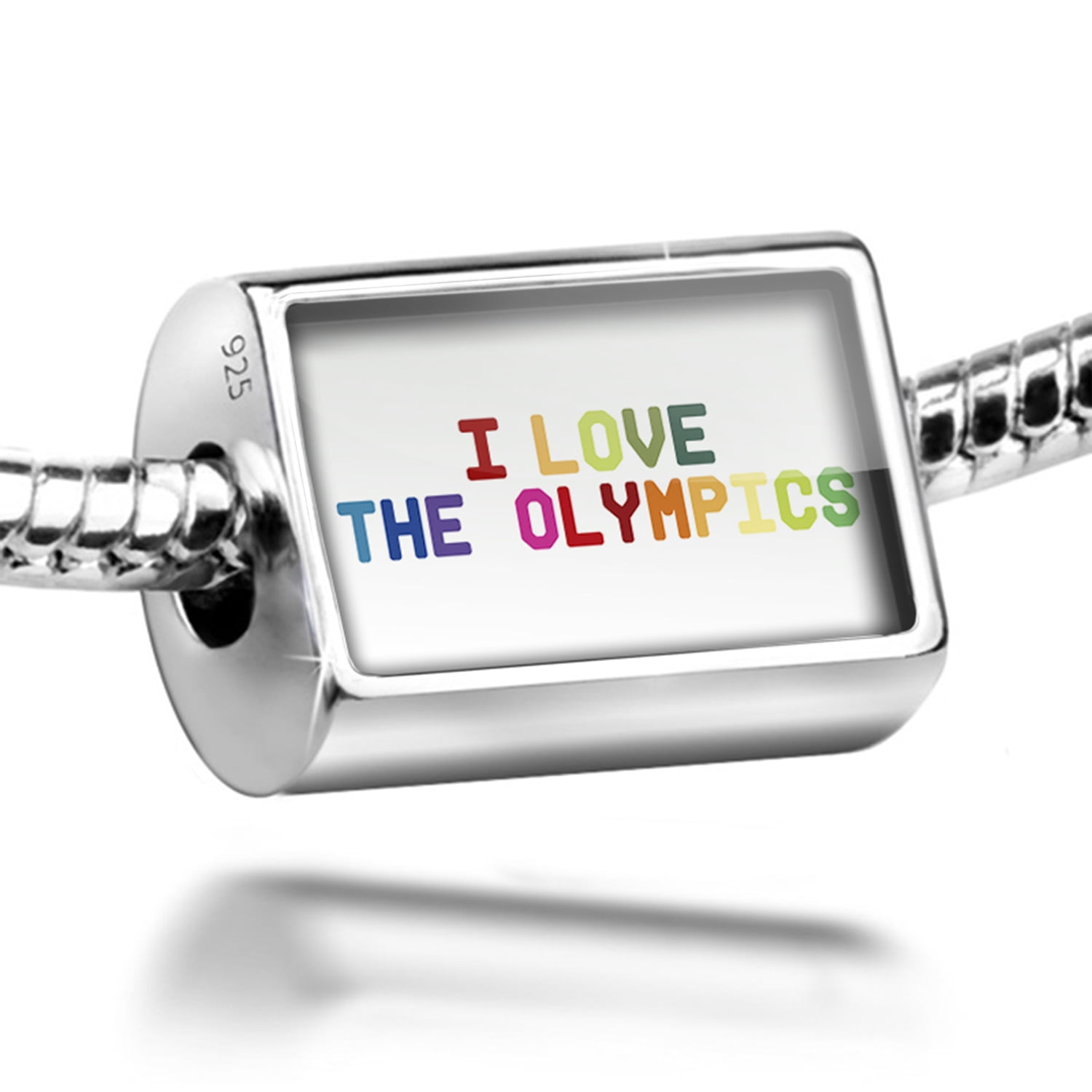 Neonblond Charm I Love the Olympics,Colorful 925 Sterling Silver Bead