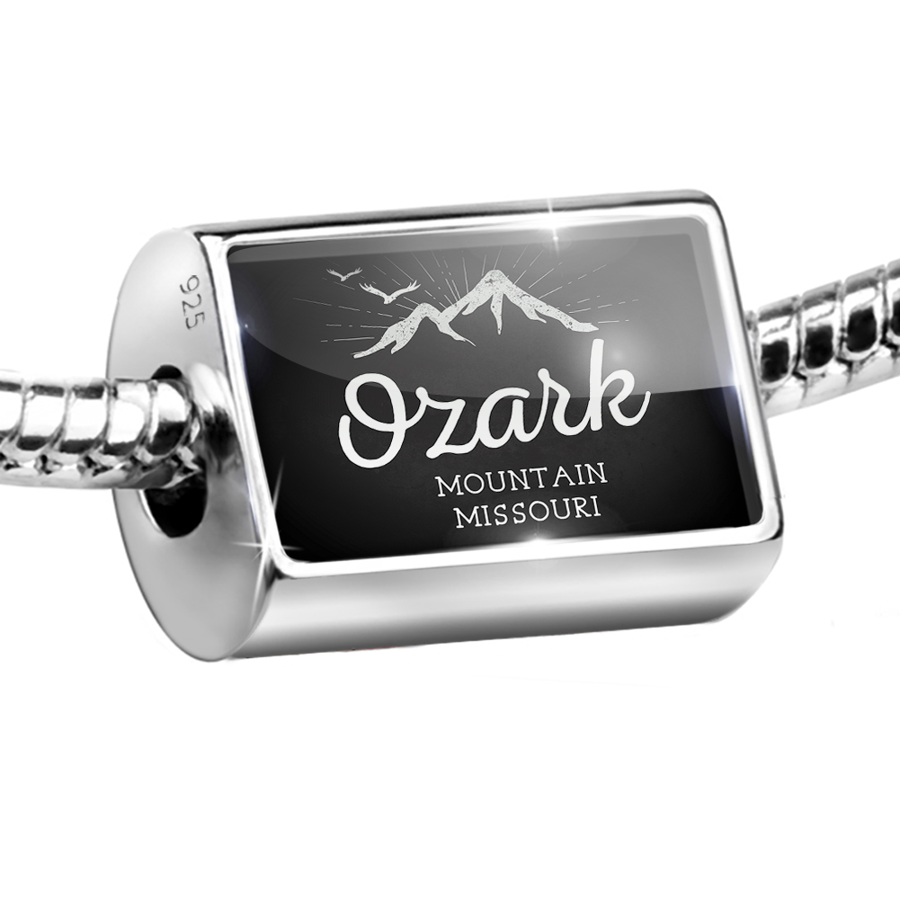 Neonblond Charm Mountains chalkboard Ozark Mountain - Missouri 925 Sterling Silver Bead