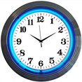 thumbnail image 1 of Neonetics Bar and Game Room Neon Alphanumeric Wall Clock with Blue Neon and Chrome Rim, 15-Inch, 1 of 1