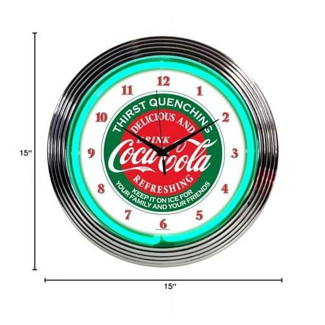 Drinks Coca Cola Evergreen Neon Wall Clock, 15"