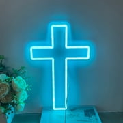 Neonium Custom Cross Led Neon Sign Party Home Wall Decor Church Christian Cross Neon Light Gifts(Iceblue)