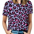 thumbnail image 1 of Neonpard Women'S T-Shirt New Fashion Printed Zipper V-Neck Short Sleeve T Shirts Casual Plus Size Neon Leopard Seamless Pattern, 1 of 6
