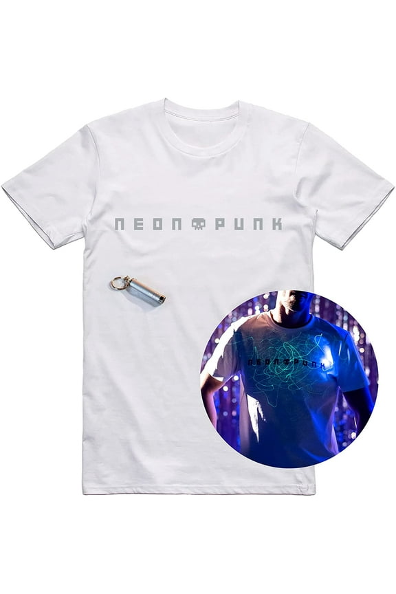 Interactive Glow In The Dark T-Shirt with LED pen, White, Adult Large