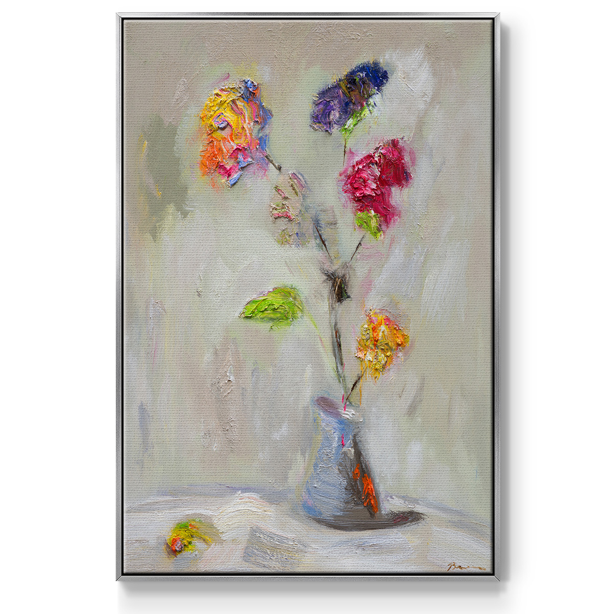 Neoplitan Floral Framed Premium Gallery Wrapped Canvas - Ready to Hang