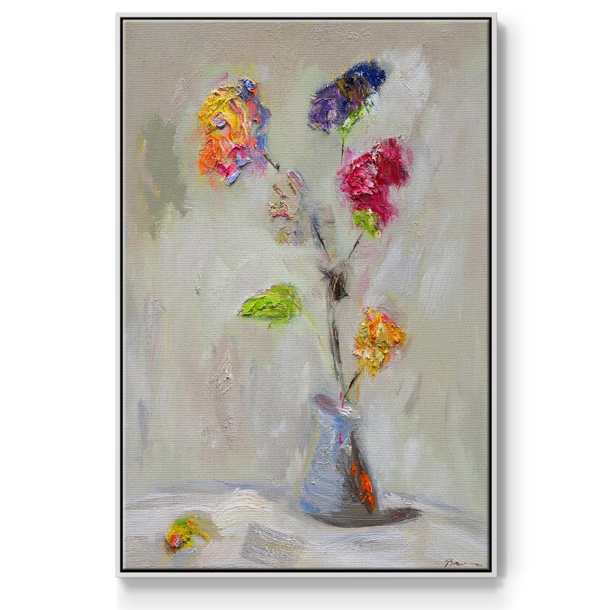 Neoplitan Floral Framed Premium Gallery Wrapped Canvas - Ready to Hang