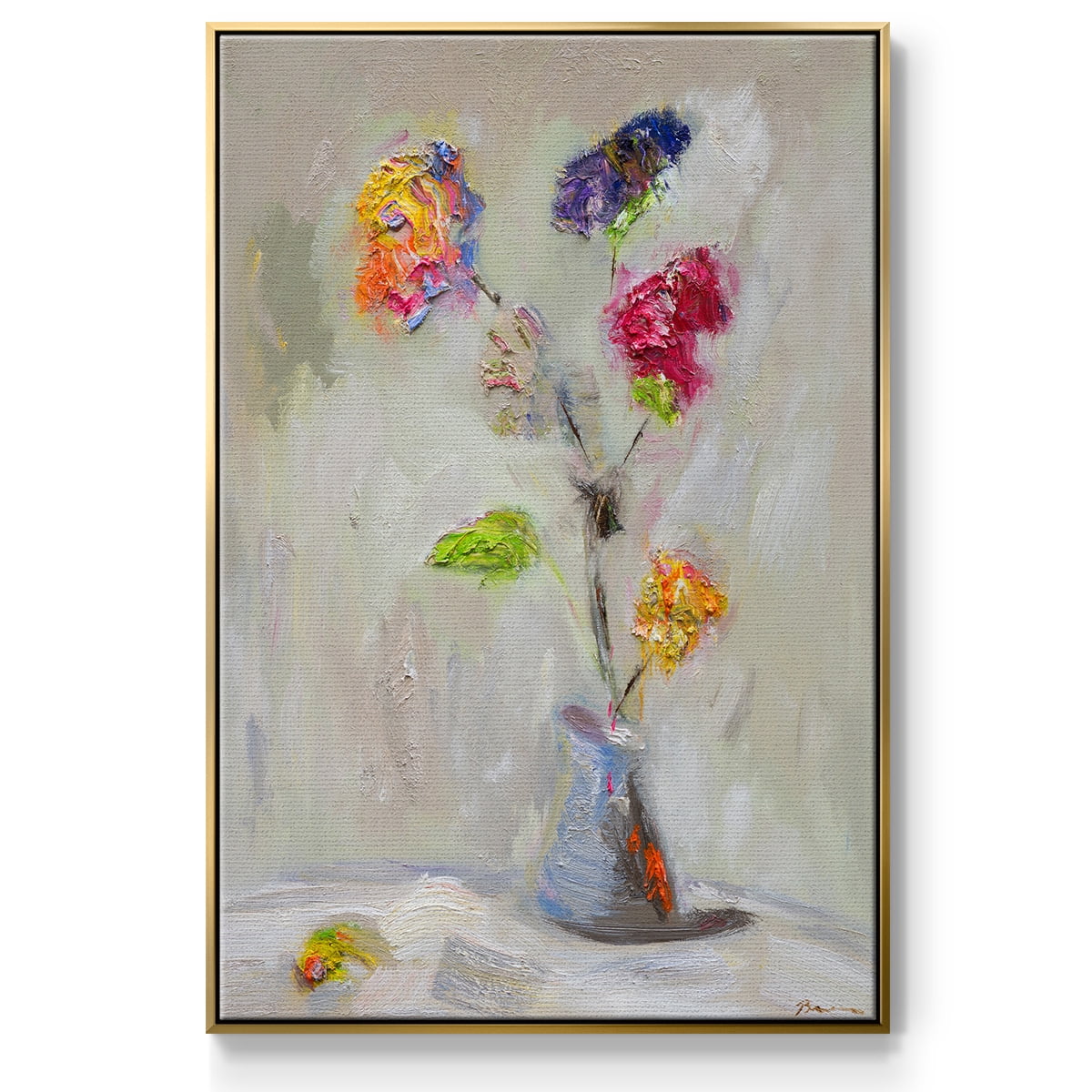 Neoplitan Floral Framed Premium Gallery Wrapped Canvas - Ready to Hang
