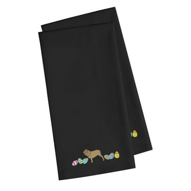 Neopolitan Mastiff Easter Black Embroidered Towel Set of 2