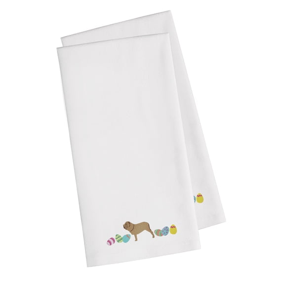 Neopolitan Mastiff Easter White Embroidered Towel Set of 2