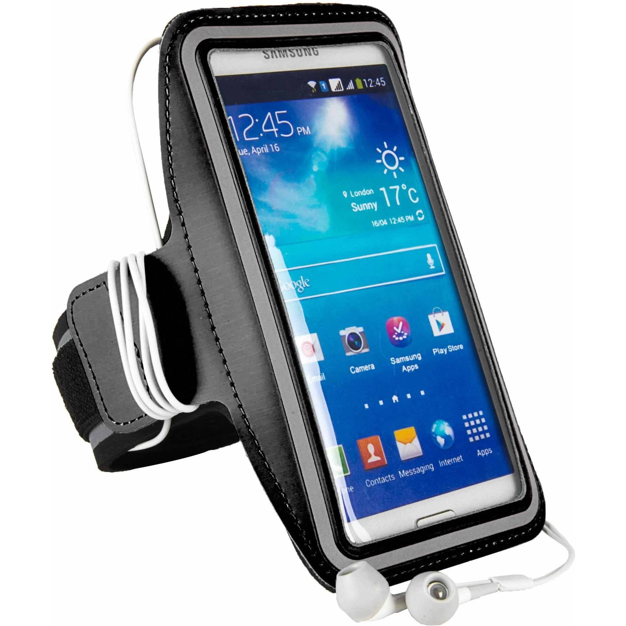 SumacLife Neoprene Adjustable Training Armband With Key Slot for Phones 4.25–4.5 Inch Screens, Black