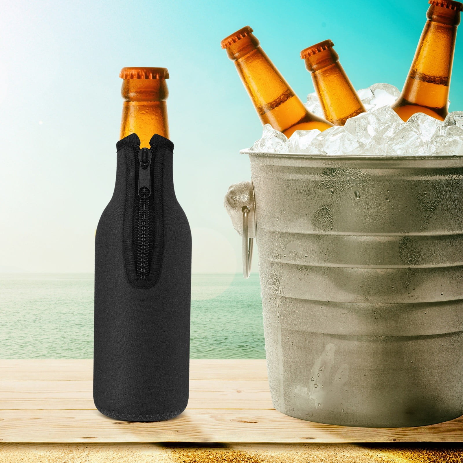 Neoprene Beer Bottle Cooler Sleeve with Zipper Insulated and Ultra