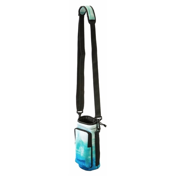 Neoprene Bottle Carrier w/Drawstring, Blue and White spackle, 4.53'' x 3.93'' x 8.85'' inches