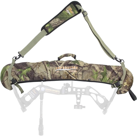 Neoprene Compound Bow Sling, Silent Hunting or Fast Movement 2 Carrying Modes Switchable. Removable & Adjustable Shoulder Strap. Camouflage Fabric.