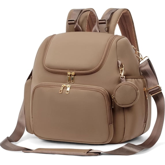 Neoprene Diaper Bag Backpack Stylish Baby Maternity Bags Travel Tote for Mom with Insulated Pockets, Changing Pad, Stowable Shoulder Strap