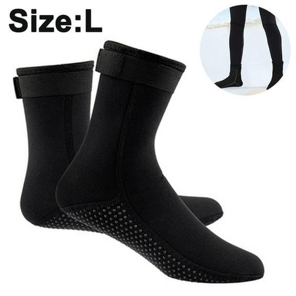 Neoprene Diving Socks, 3Mm Ultra Premium Water Fin Socks, Snorkeling Socks With Adjustment Straps For Beach Swimming Boarding And Water Sports-Black-L