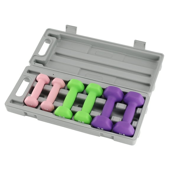 Neoprene Dumbbell Hand Weight Sets, Multiple Weight Options with Rack/Plastic Box for Exercise and Muscle Toning, Packed In Pairs
