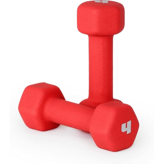 Neoprene Dumbbell Pair 4 lb Cranberry Color Hex Head