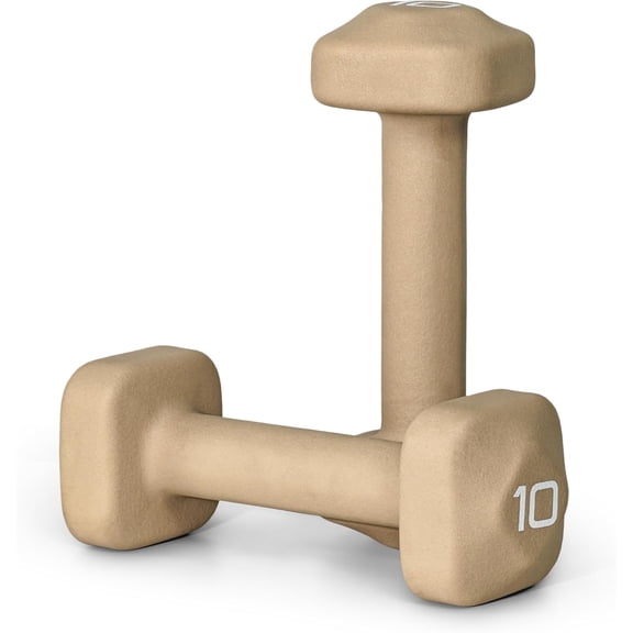 Neoprene Dumbbell Pair with Anti-Roll Square Head 10 lb Beige