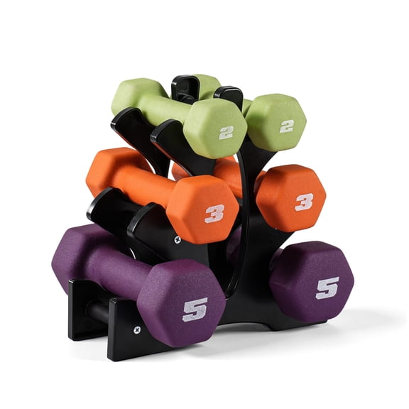 Neoprene Dumbbell Pairs & Sets, Color Series, Non-Slip Grip, Hex Design