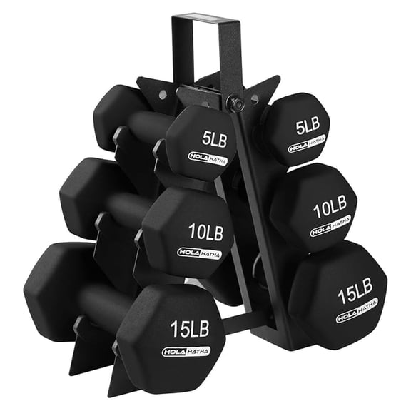 Neoprene Dumbbell Weights Set with Rack, Home Gym Equipment, 60 Lbs, Black - Portable Weighted Exercise Dumbbells for Fitness, Training, and Lifting Workouts