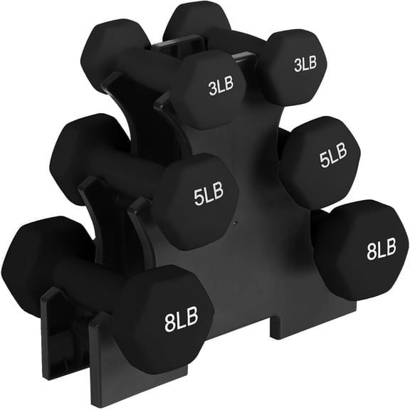 Neoprene Dumbbell Weights Set w/Rack, Home Gym Equipment - Portable Weighted Exercise Dumbbells for Fitness, Training, and Lifting Workouts