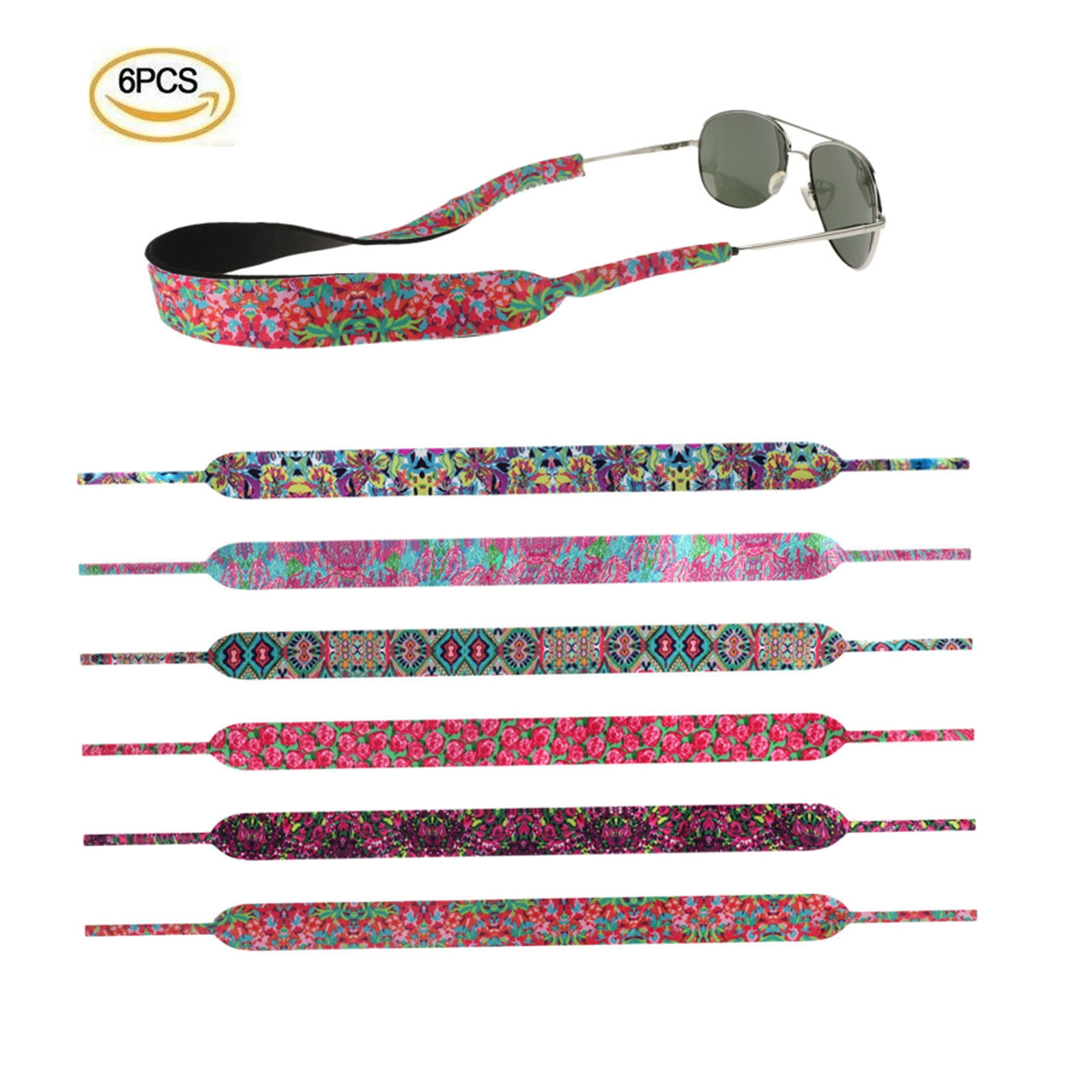 6 Pack Neoprene Glasses Straps Floating Sunglasses Eyeglass Strap Anti Slip  Sports Safety Eyewear Retainer Holder for Adults Water Sports Fishing