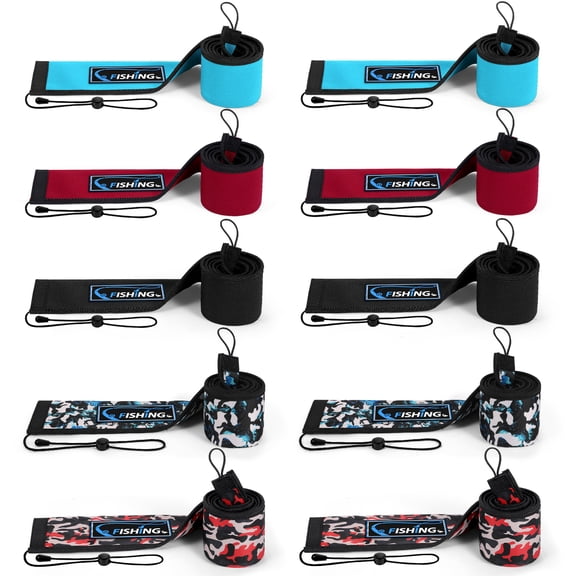 Neoprene Fishing Rod Sleeves for Casting, Spinning, Trolling Pole - Protective Cover Rod Sock with Hanging Loop & Lanyard- Floating, Puncture Resistant, Lightproof (65in, 10P)