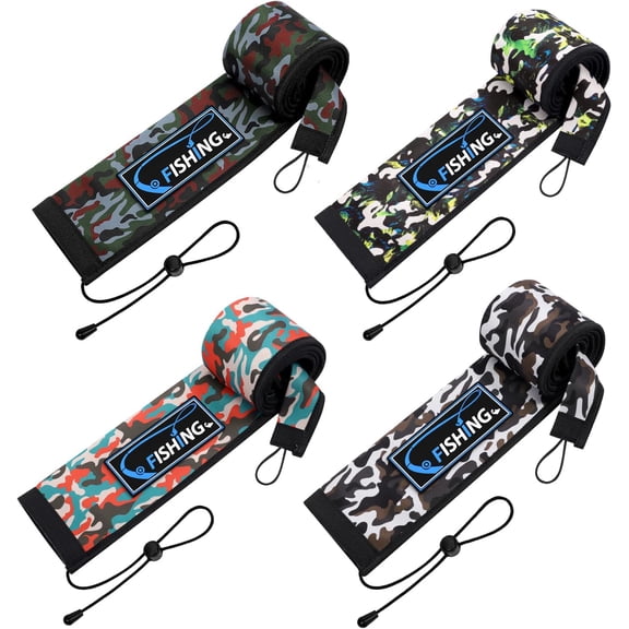 Neoprene Fishing Rod Sleeves for Casting, Spinning, Trolling Pole - Protective Cover Rod Sock with  Loop & Lanyard- Floating, Puncture Resistant, Lightproof