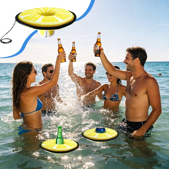 Neoprene Floating Drink Holder Floating Coaster Pool Drink Floats Pool Beer Holder with Rope for Summer Theme Party Tub Lake Boat Water, Medium Size