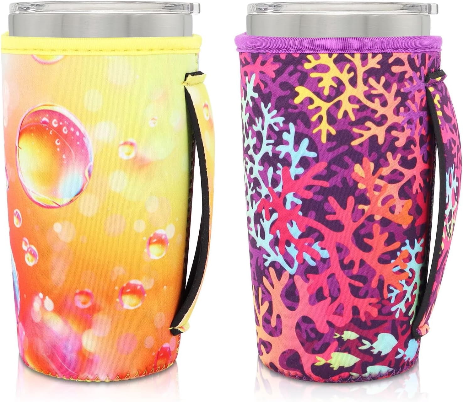AJLTPA Neoprene Insulated Cup Sleeve With Handle - Fits 20oz Tumblers & 30-32oz Cups (Pink Camo)