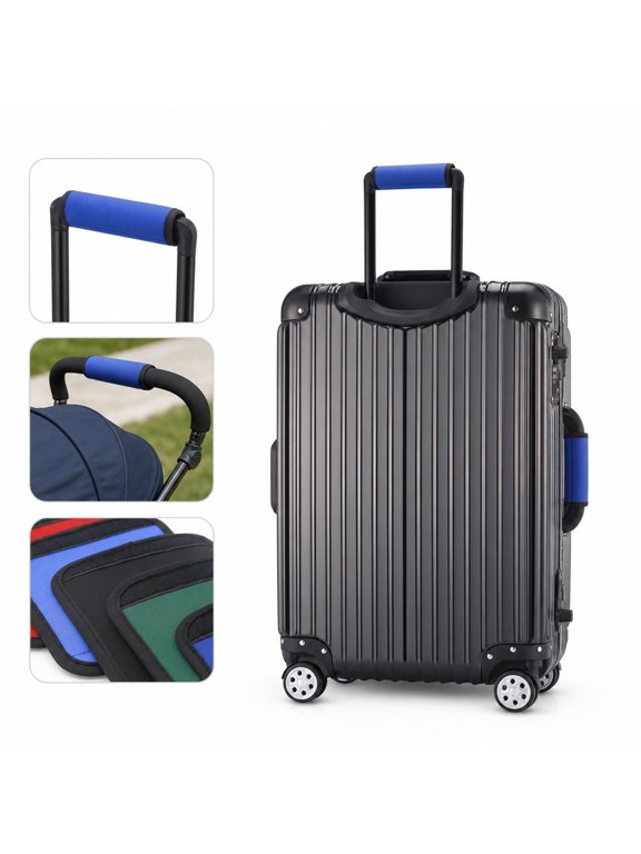Neoprene Luggage Handle Wraps, 4 Pack Soft Grip Covers for Suitcase Handles and Trolley Bars, Anti Slip Padded Handle Sleeve (Orange Blue Pink Black)