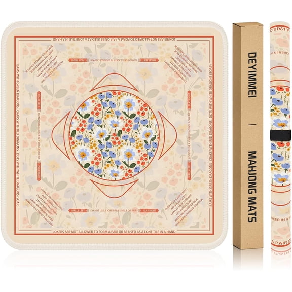 Neoprene Mahjong Mat for Table 31.5"x31.5" - Non-Slip, Noise Reduction Cover with Storage Pockets, American Rules & Crease-Free Rolled Shipping (Pastel Bouquet)